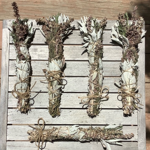 White Sage with Lavender 10”Organic Natural Boho Home Decor Smudge Stick - Picture 9 of 16